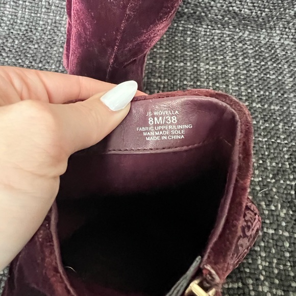 Jessica Simpson Burgundy Velvet Boots - Picture 5 of 8